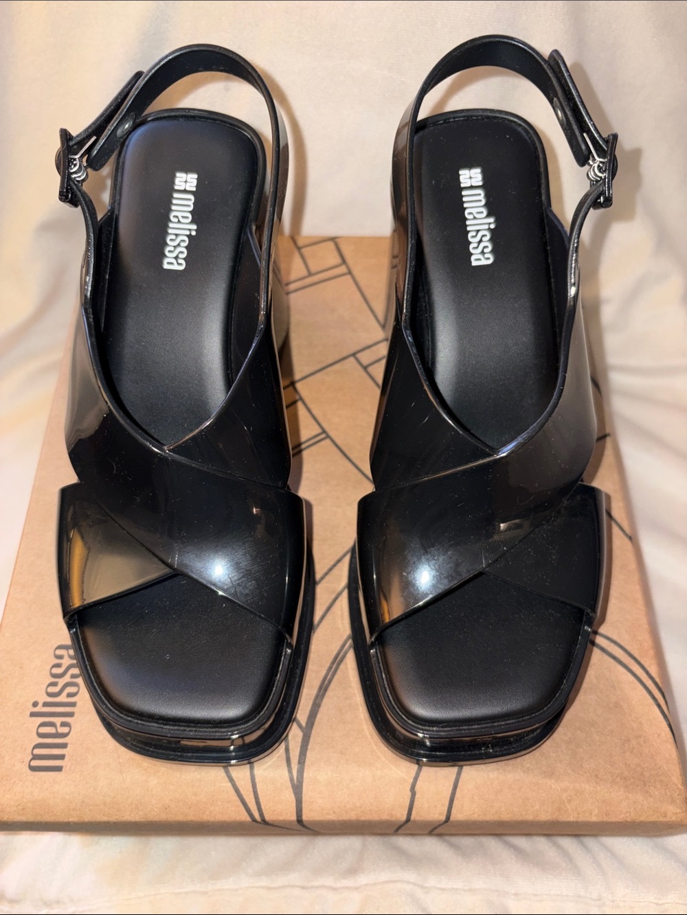 NWT Melissa Dance Slingback Platform Sandal in Black - Picture 6 of 14